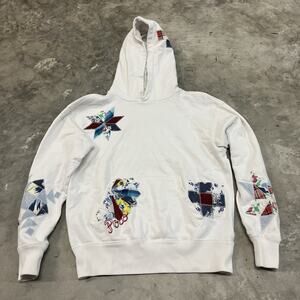 Ralph Lauren White Hoodie with Multicolor Accents